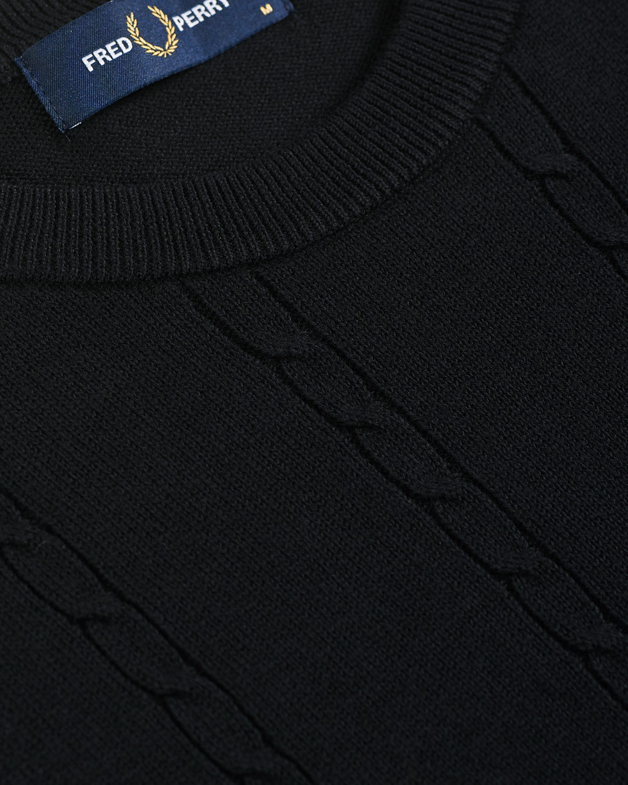 Herre | Gensere | Fred Perry | Cable Knit Crew Neck Jumper Black