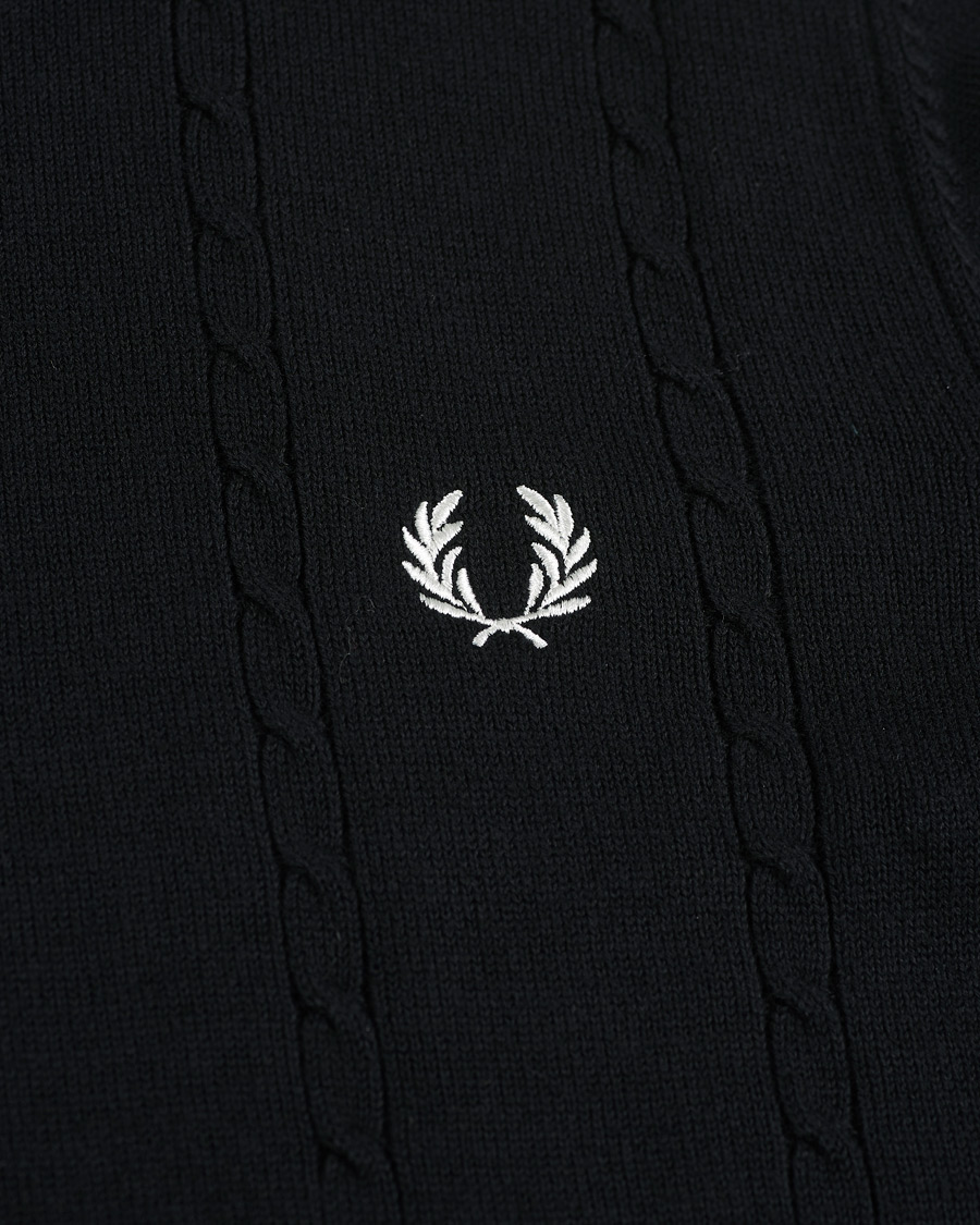 Herre | Gensere | Fred Perry | Cable Knit Crew Neck Jumper Black