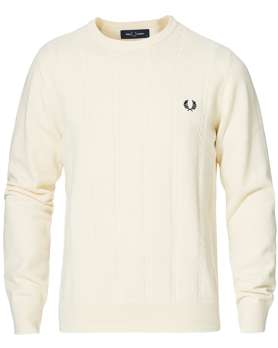 Herre | Gensere | Fred Perry | Cable Knit Crew Neck Jumper Ecru