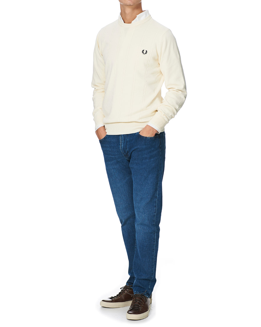 Herre | Gensere | Fred Perry | Cable Knit Crew Neck Jumper Ecru