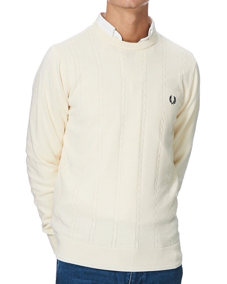 Herre | Gensere | Fred Perry | Cable Knit Crew Neck Jumper Ecru