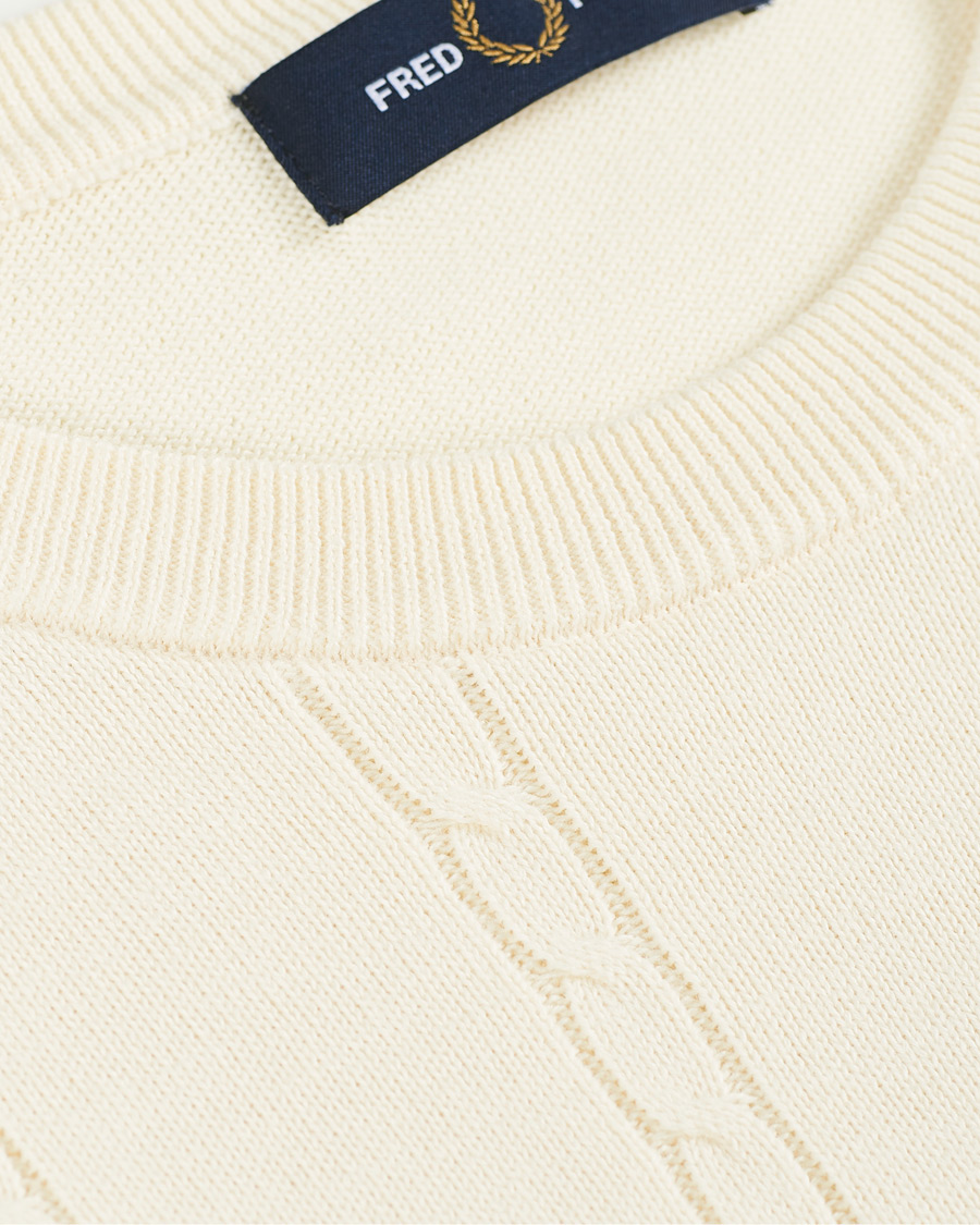 Herre | Gensere | Fred Perry | Cable Knit Crew Neck Jumper Ecru