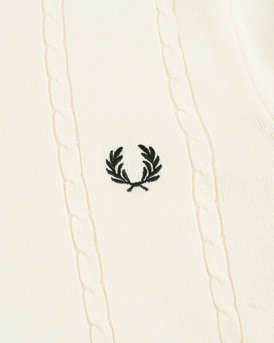 Herre | Gensere | Fred Perry | Cable Knit Crew Neck Jumper Ecru
