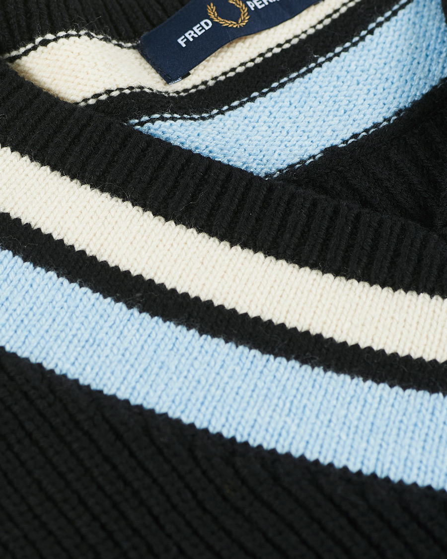 Herre | Gensere | Fred Perry | Striped Neck Knitted Vest Black