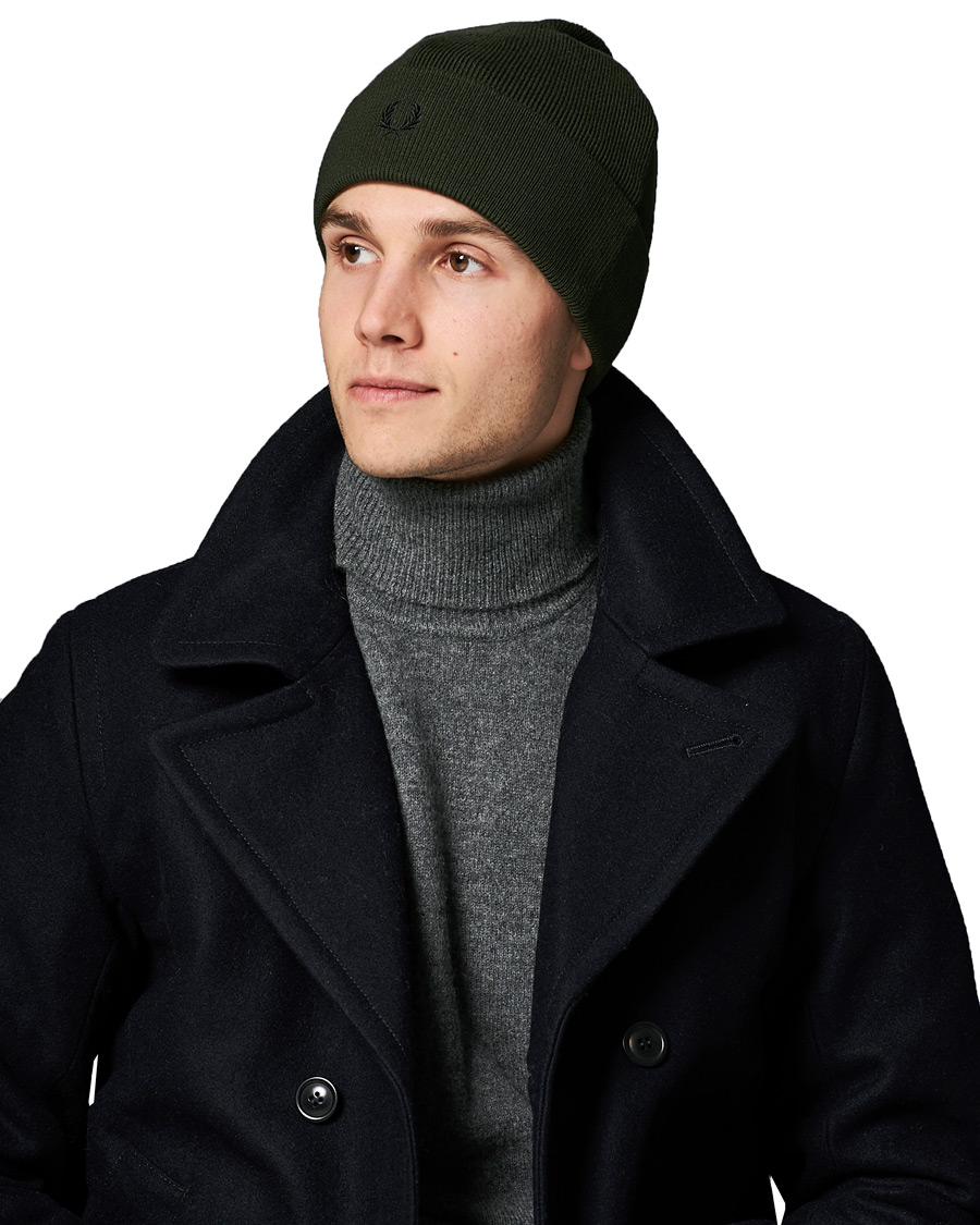 Herre | Fred Perry Merino Wool Beanie Hunting Green | Fred Perry | Merino Wool Beanie Hunting Green