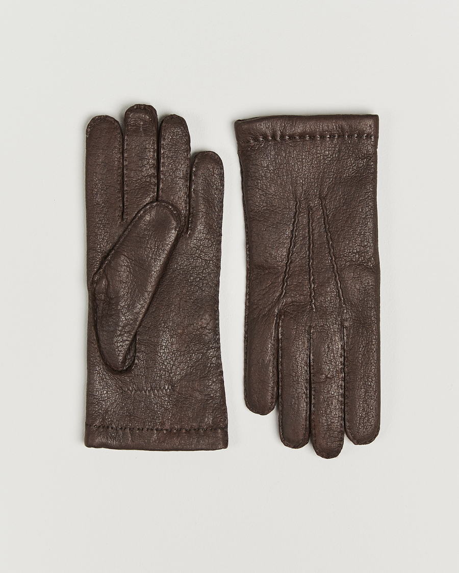 Herre | Hestra Peccary Handsewn Cashmere Glove Espresso | Hestra | Peccary Handsewn Cashmere Glove Espresso