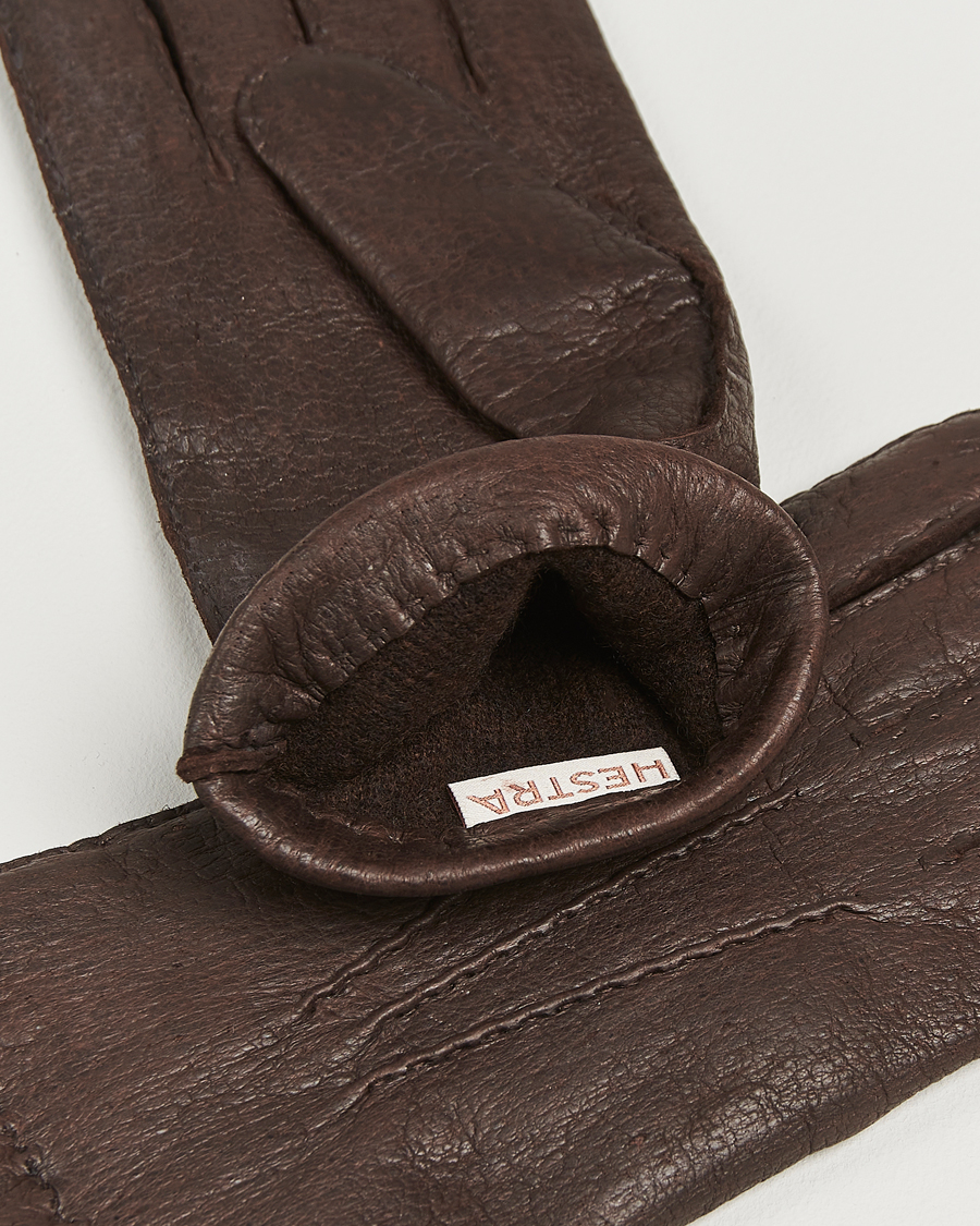 Herre | Hestra Peccary Handsewn Cashmere Glove Espresso | Hestra | Peccary Handsewn Cashmere Glove Espresso