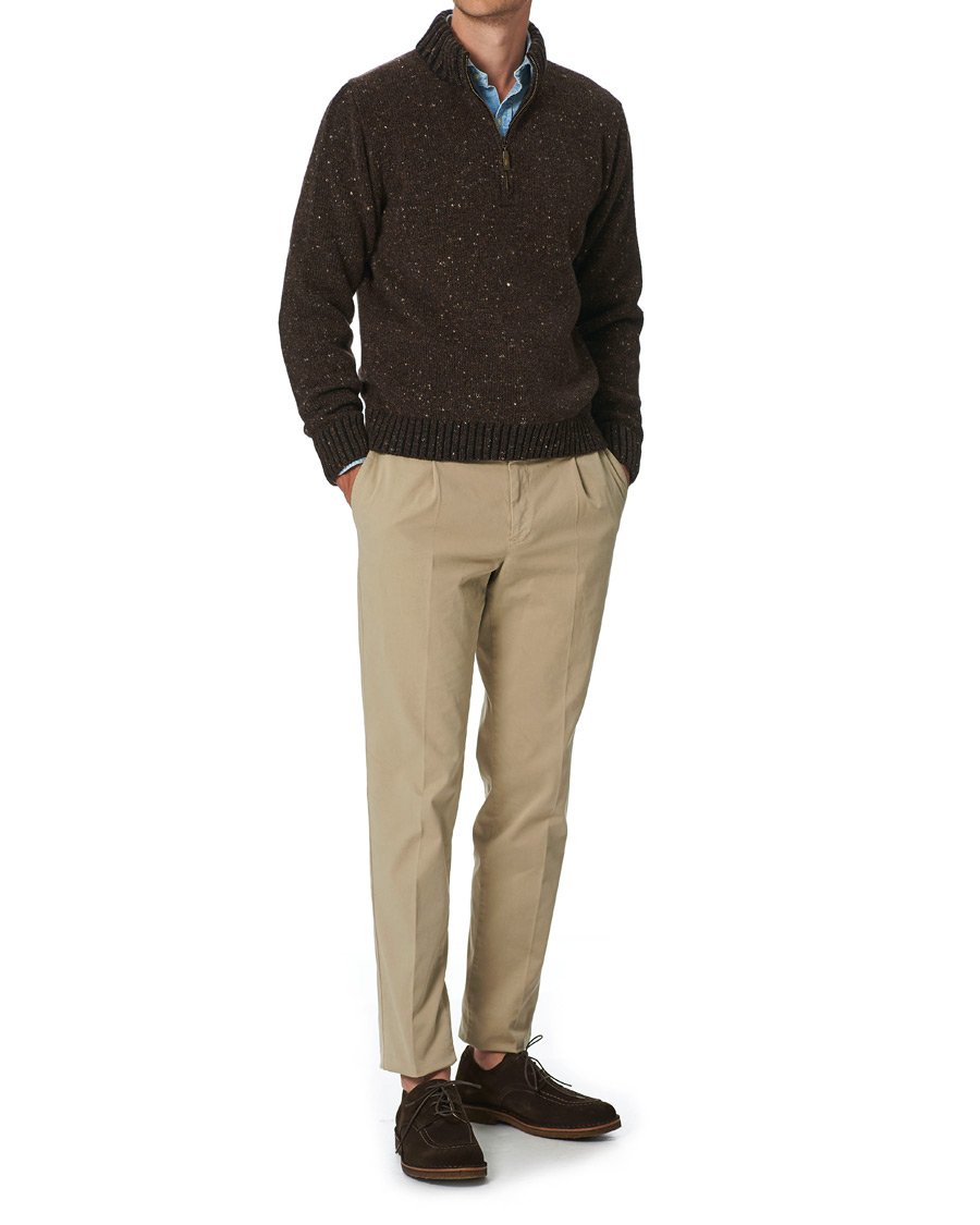 Herre | Gensere | Inis Meáin | Wool/Cashmere Half Zip Brown