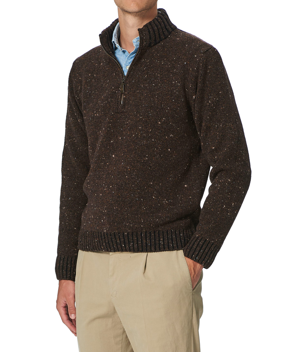 Herre | Gensere | Inis Meáin | Wool/Cashmere Half Zip Brown