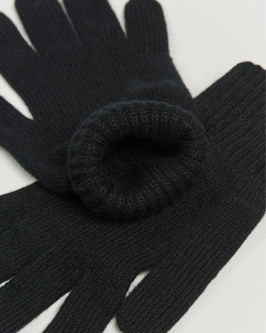 Herre | Johnstons of Elgin Knitted Cashmere Gloves Black | Johnstons of Elgin | Knitted Cashmere Gloves Black