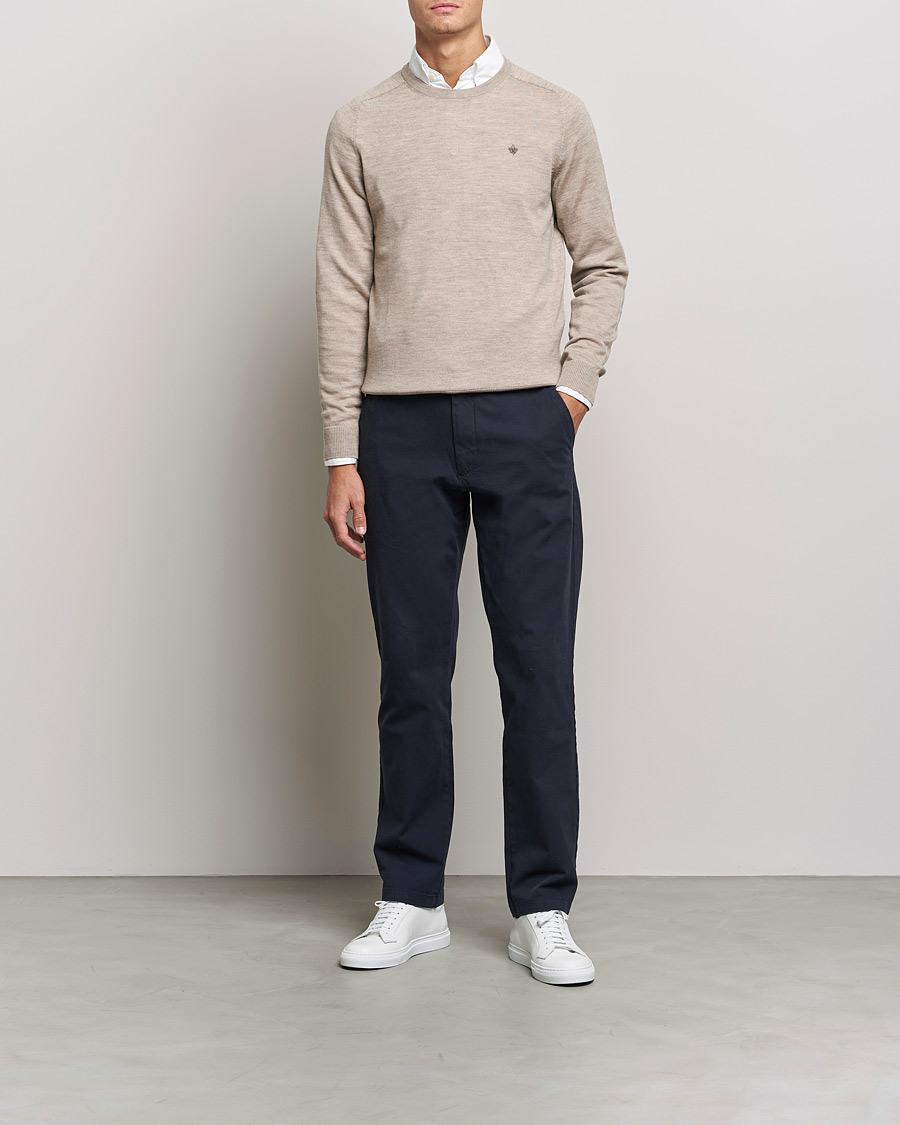 Herre | Gensere | Morris | Merino O-Neck Khaki Melange