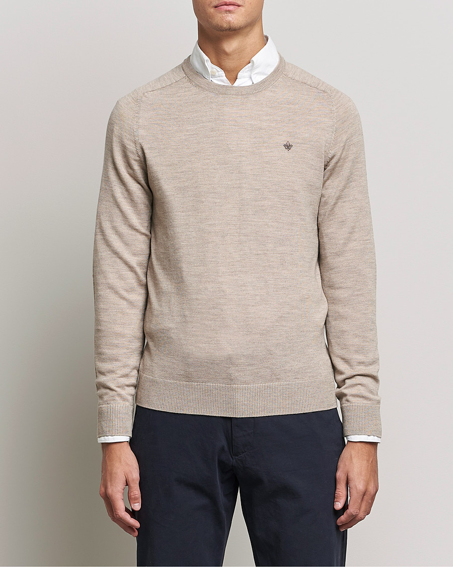 Herre | Gensere | Morris | Merino O-Neck Khaki Melange