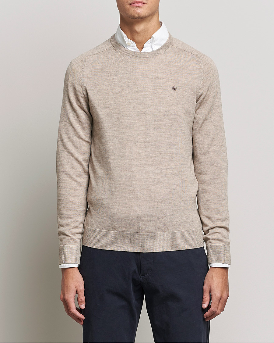 Herre | Pullovers rund hals | Morris | Merino Crew Neck Pullover Khaki Melange