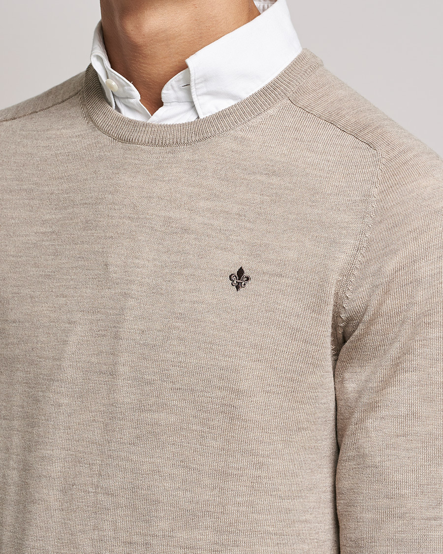 Herre | Gensere | Morris | Merino O-Neck Khaki Melange