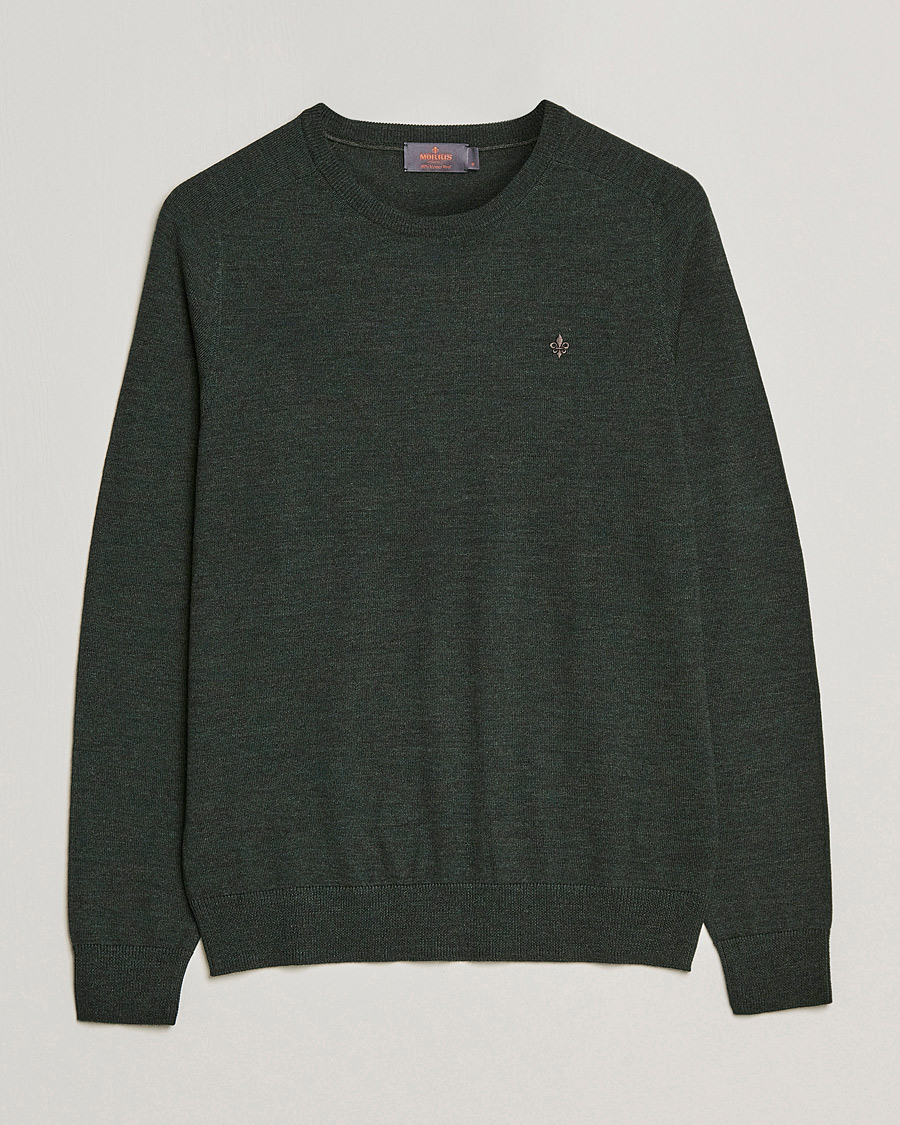 Herre | Gensere | Morris | Merino O-neck Olive Melange