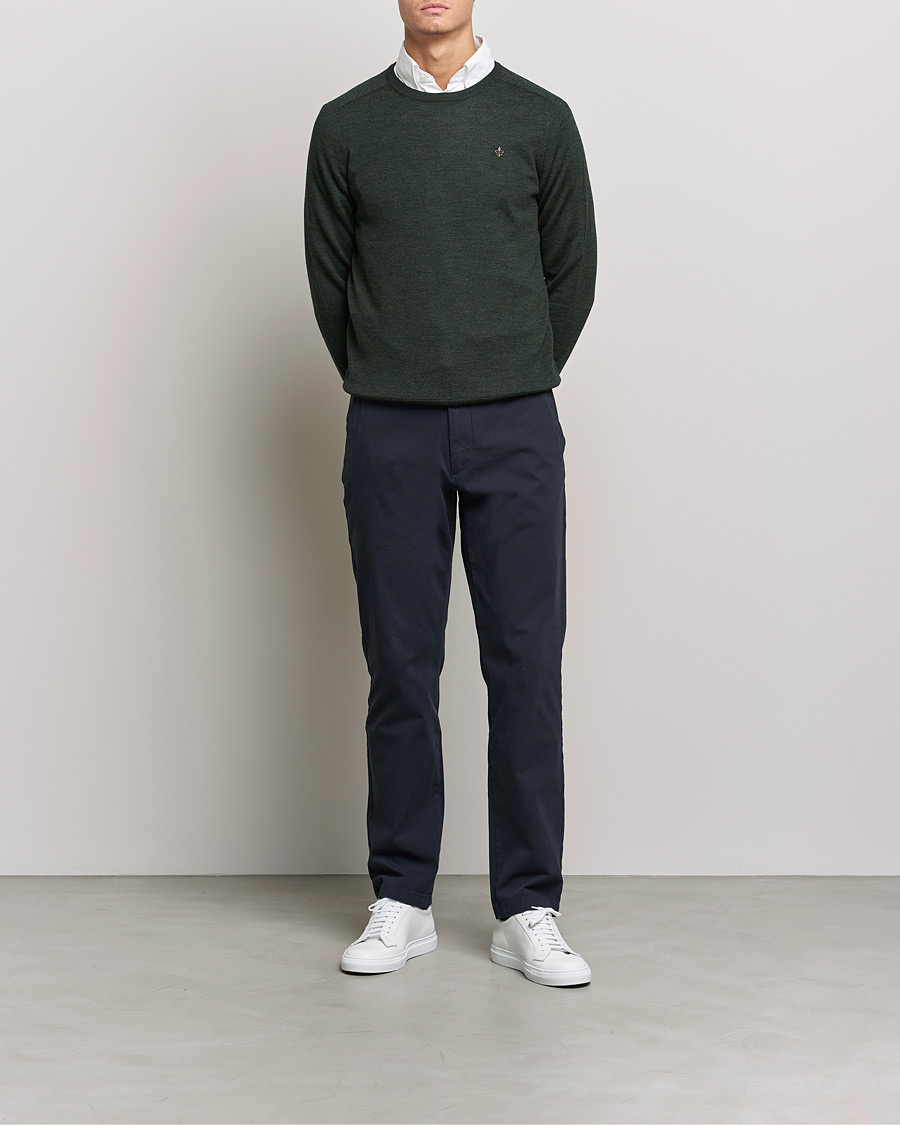 Herre | Gensere | Morris | Merino O-neck Olive Melange