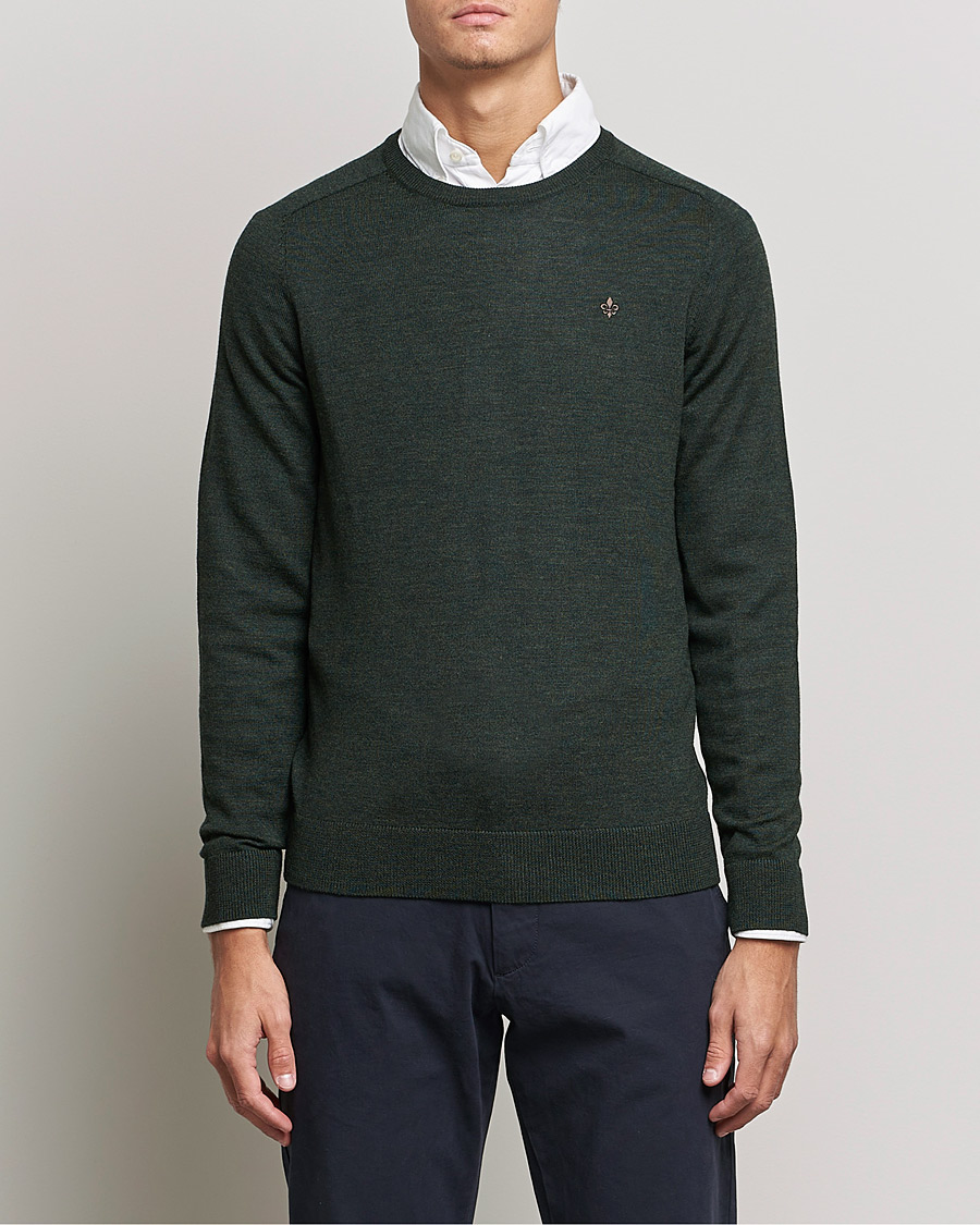 Herre | Gensere | Morris | Merino Crew Neck Pullover Olive Melange