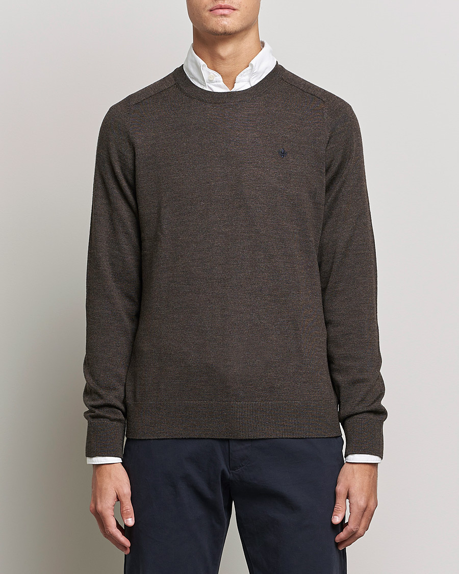 Herre | Pullovers rund hals | Morris | Merino Crew Neck Pullover Brown Melange