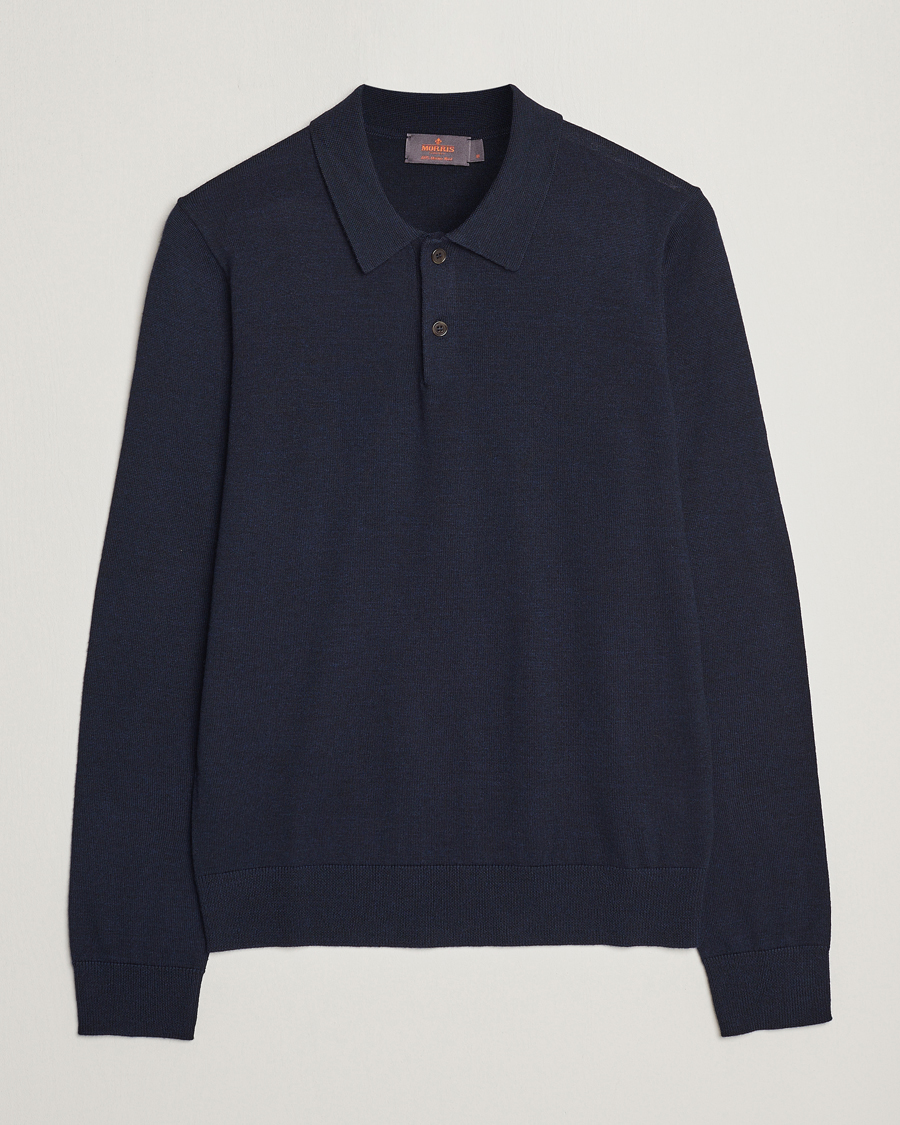 Herre | Gensere | Morris | Merino Polo Knit Navy