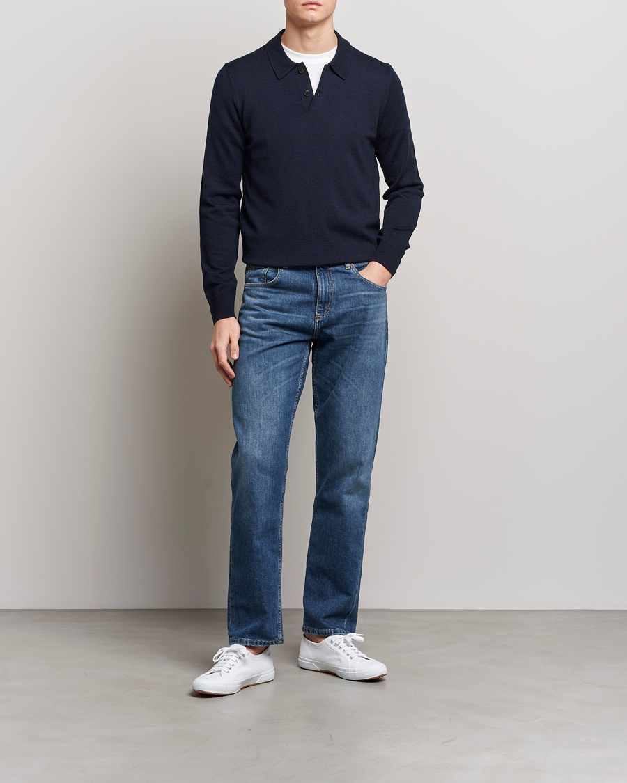 Herre | Gensere | Morris | Merino Polo Knit Navy