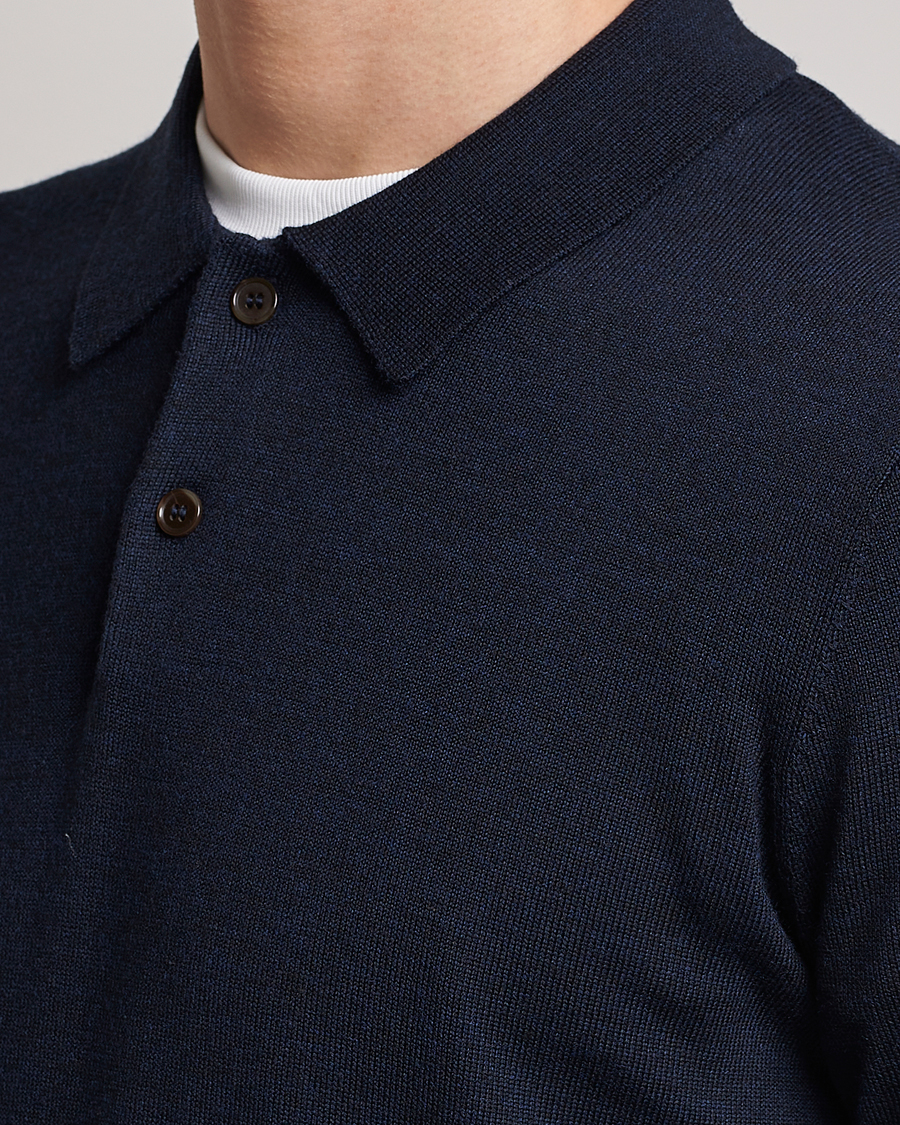 Herre | Gensere | Morris | Merino Polo Knit Navy
