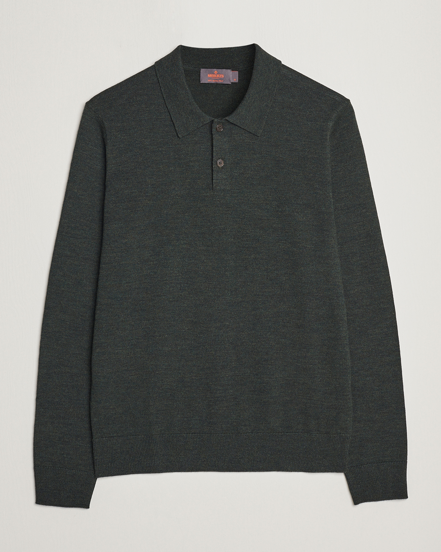 Herre | Gensere | Morris | Merino Polo Knit Dark Green