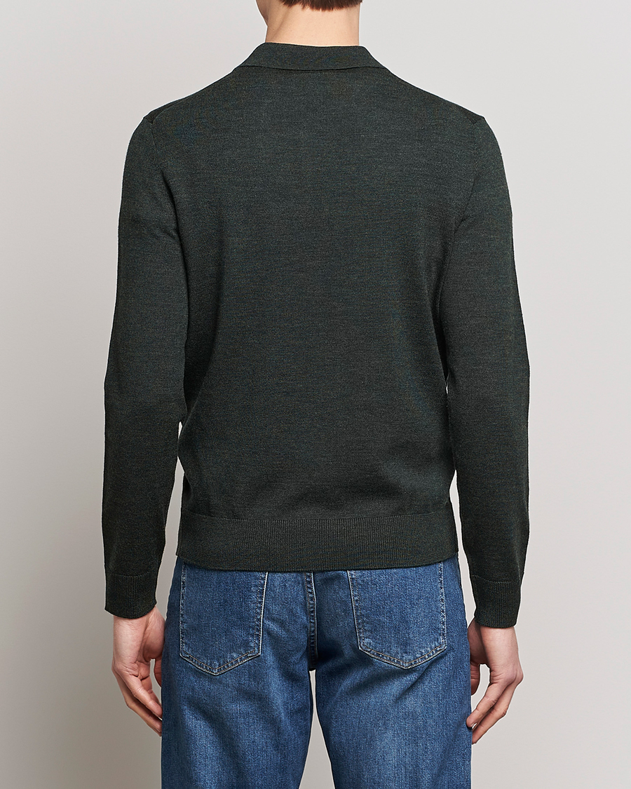 Herre | Gensere | Morris | Merino Polo Knit Dark Green