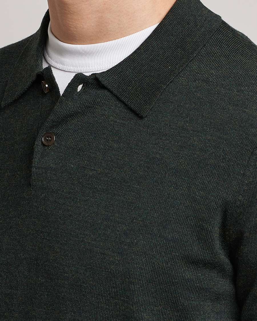 Herre | Gensere | Morris | Merino Polo Knit Dark Green