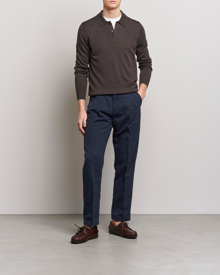 Herre | Gensere | Morris | Merino Polo Knit Brown