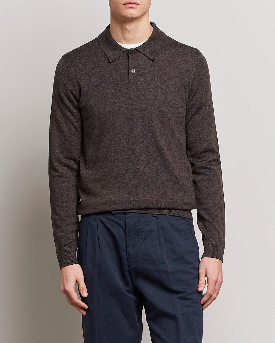 Herre | Gensere | Morris | Merino Polo Knit Brown