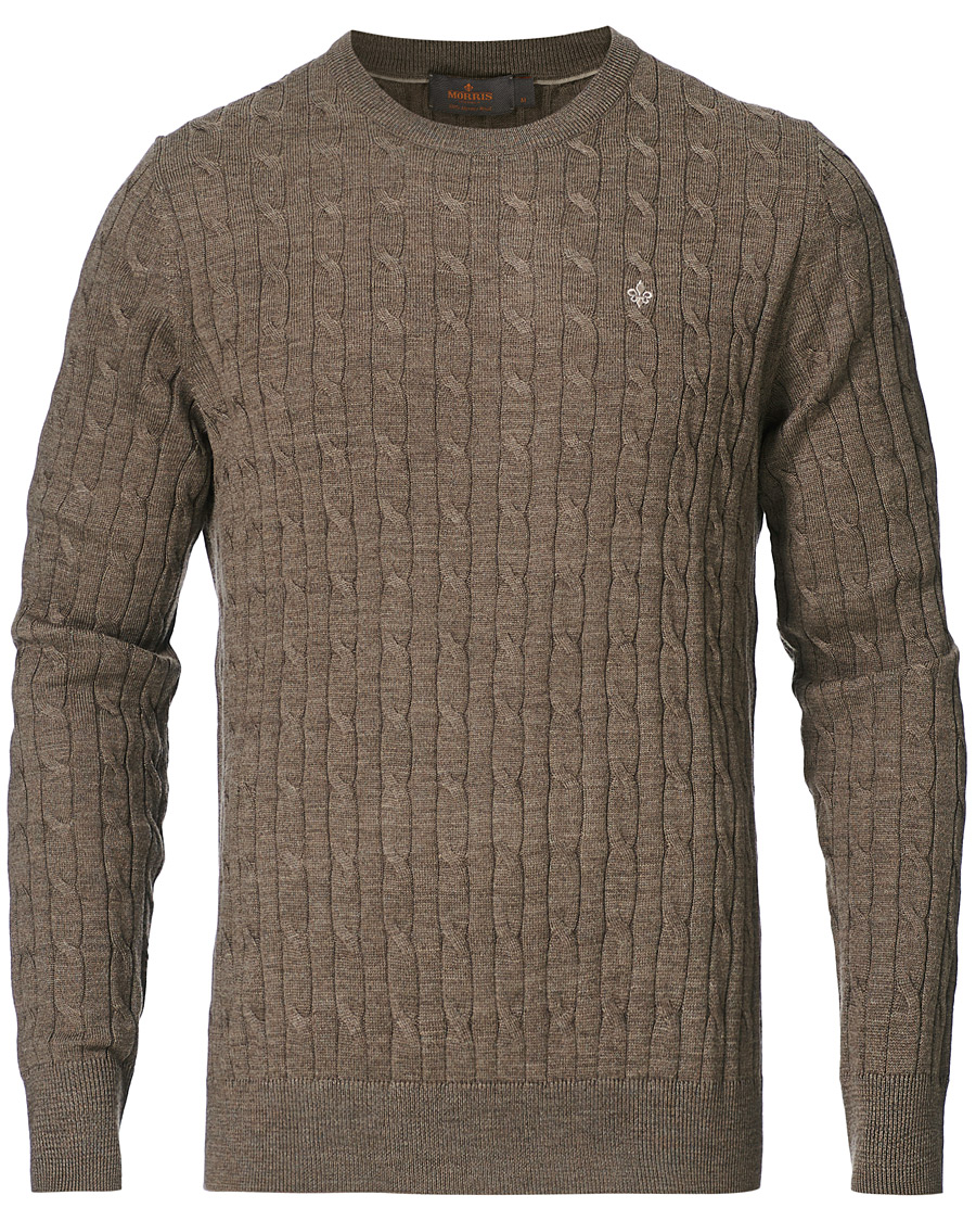 Herre | Gensere | Morris | Merino Cable O-Neck Light Brown