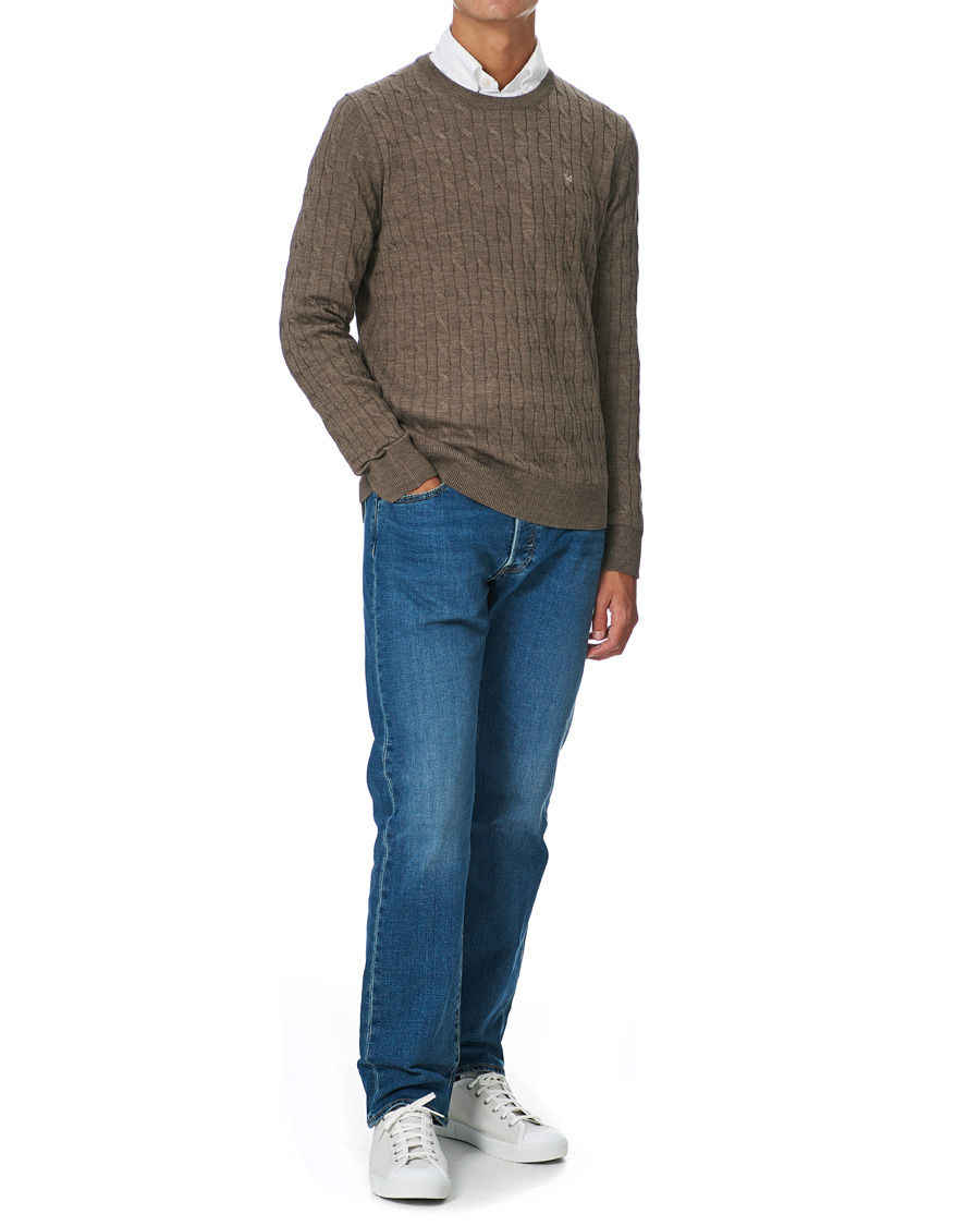 Herre | Gensere | Morris | Merino Cable O-Neck Light Brown