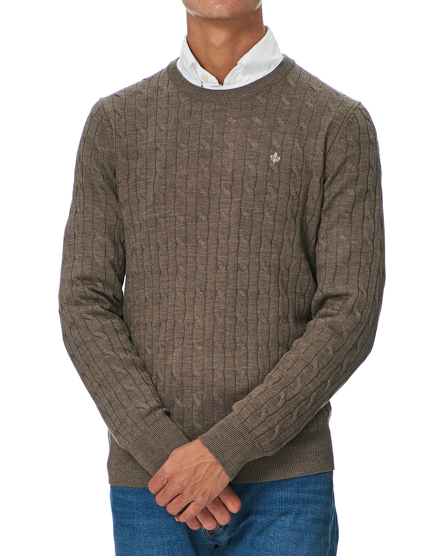 Herre | Gensere | Morris | Merino Cable O-Neck Light Brown
