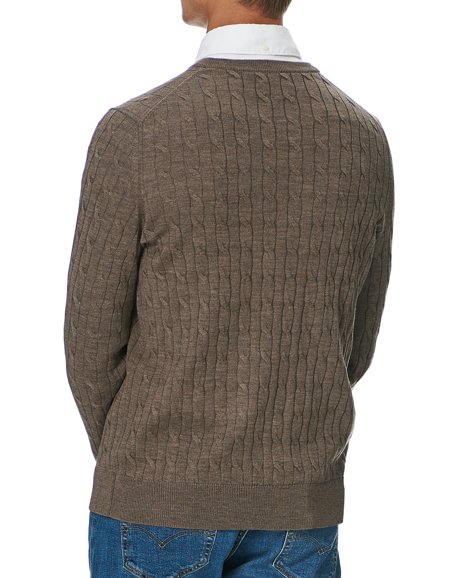 Herre | Gensere | Morris | Merino Cable O-Neck Light Brown