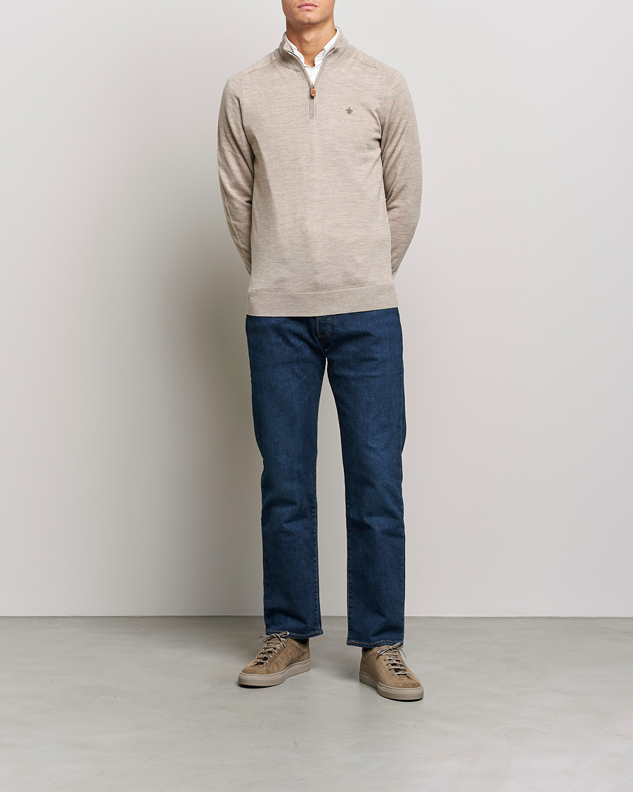 Herre | Gensere | Morris | John Merino Half Zip Khaki