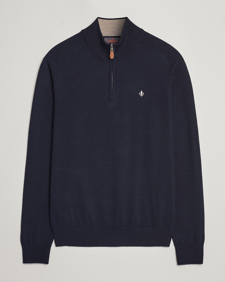 Herre | Gensere | Morris | John Merino Half Zip Navy