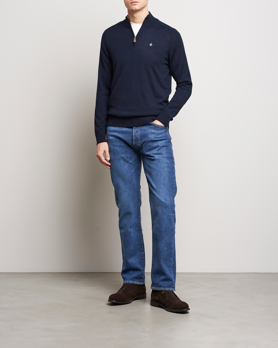 Herre | Gensere | Morris | John Merino Half Zip Navy