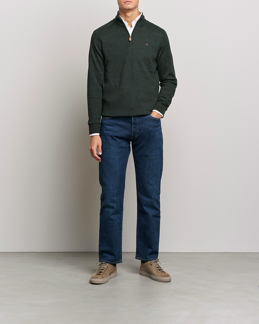 Herre | Gensere | Morris | John Merino Half Zip Olive