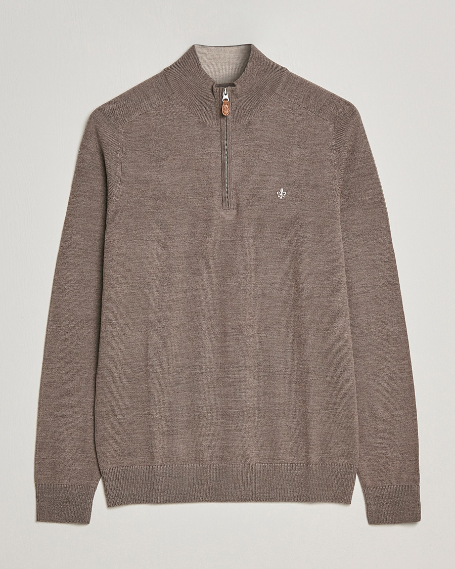 Herre | Gensere | Morris | John Merino Half Zip Light Brown