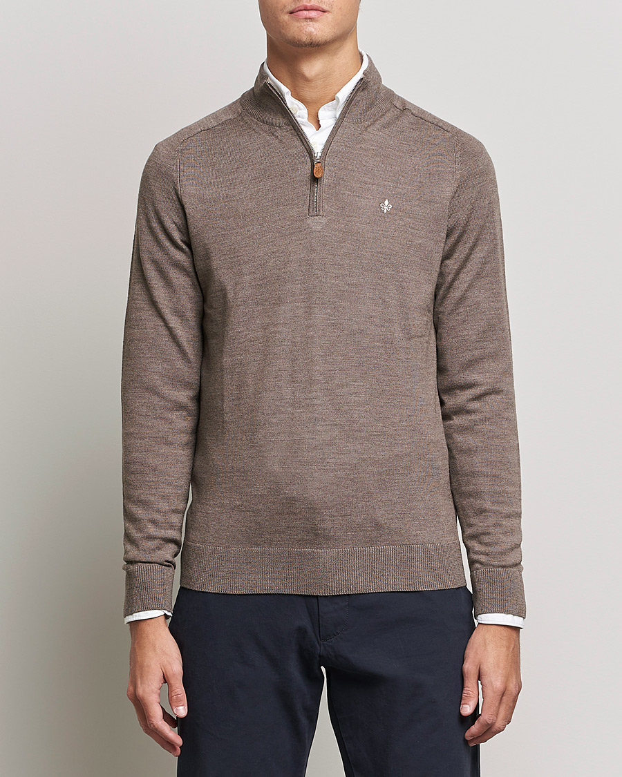 Herre |  | Morris | John Merino Half Zip Light Brown