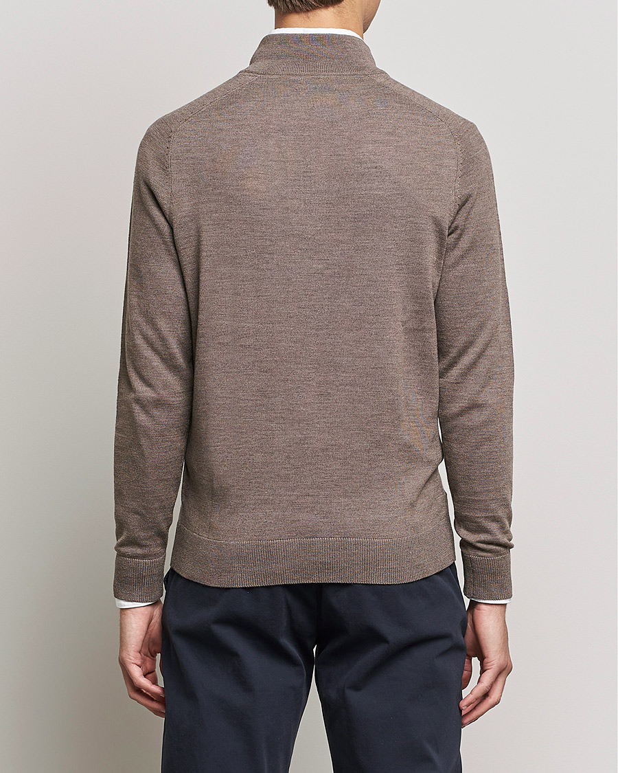 Herre | Gensere | Morris | John Merino Half Zip Light Brown