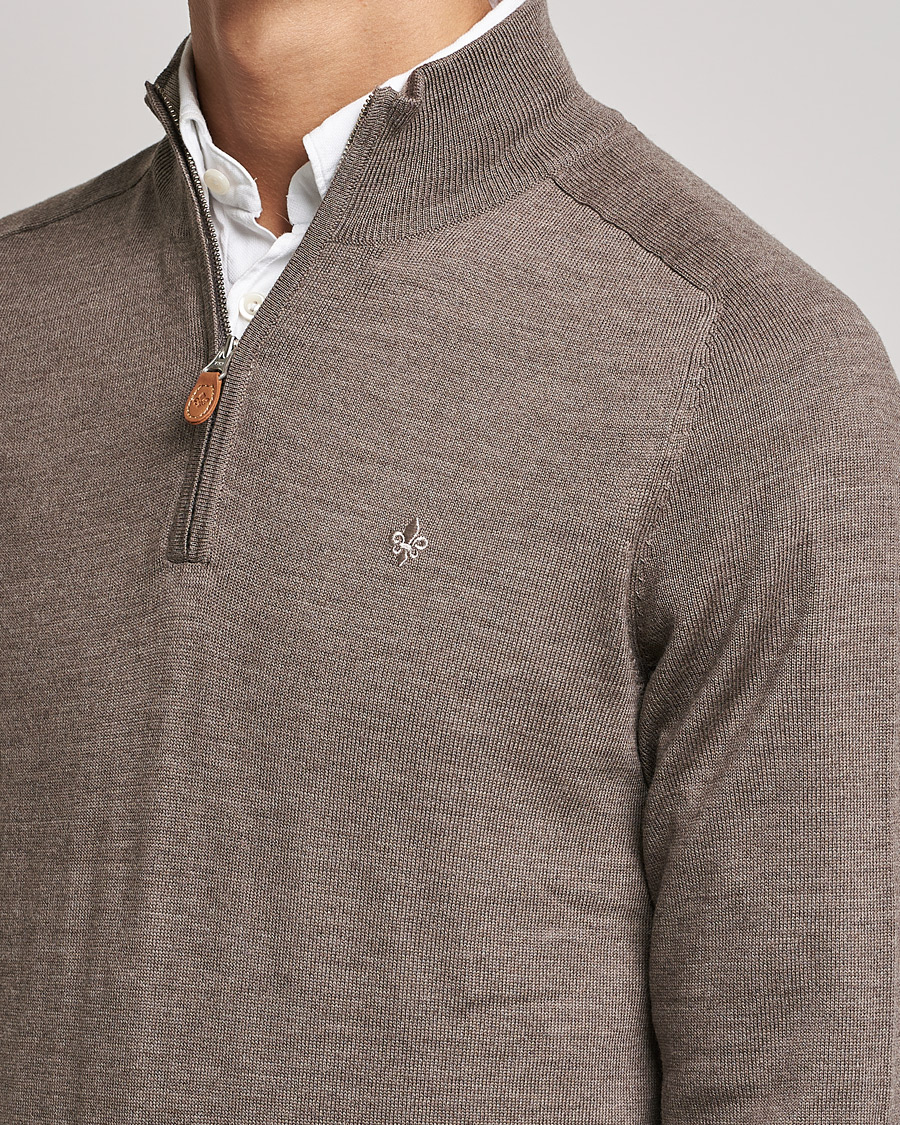 Herre | Gensere | Morris | John Merino Half Zip Light Brown