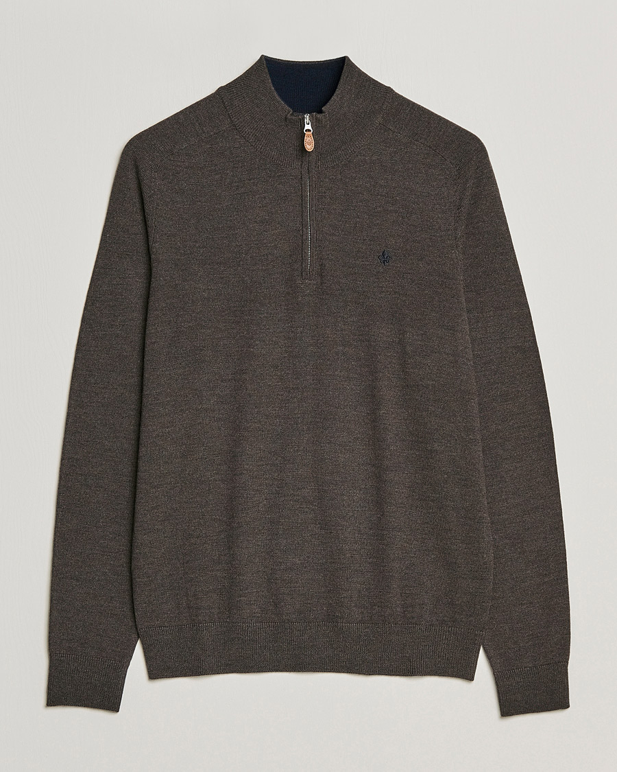 Herre | Gensere | Morris | John Merino Half Zip Dark Brown