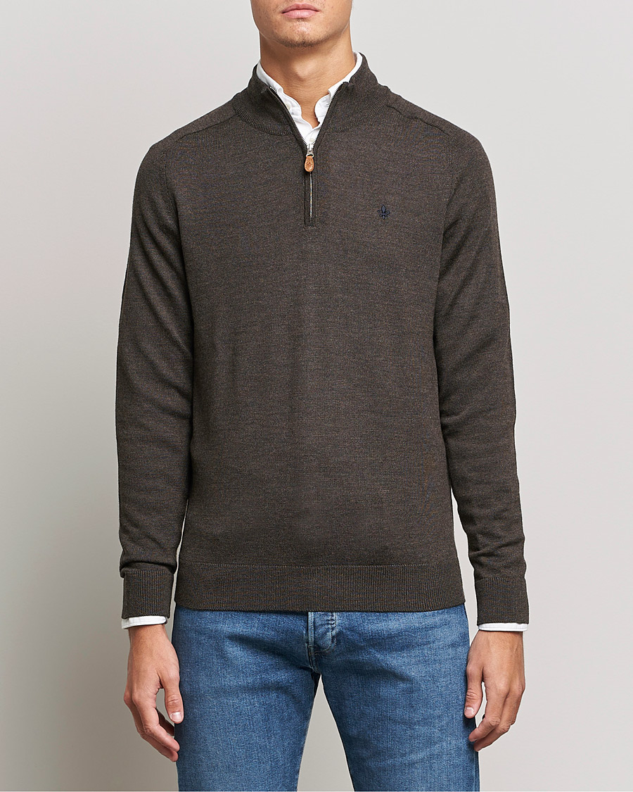 Herre | Julegavetips | Morris | John Merino Half Zip Dark Brown