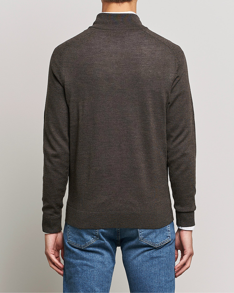 Herre | Gensere | Morris | John Merino Half Zip Dark Brown