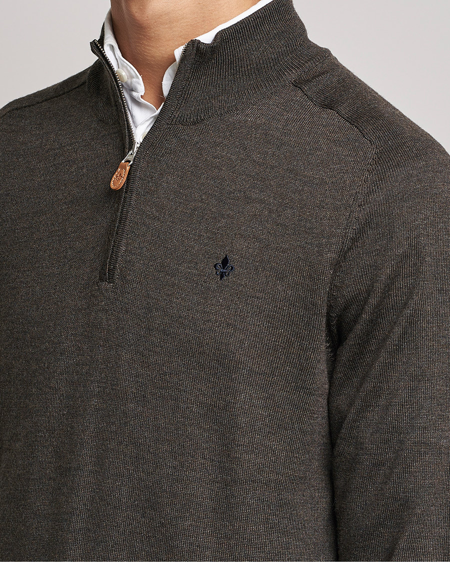 Herre | Gensere | Morris | John Merino Half Zip Dark Brown