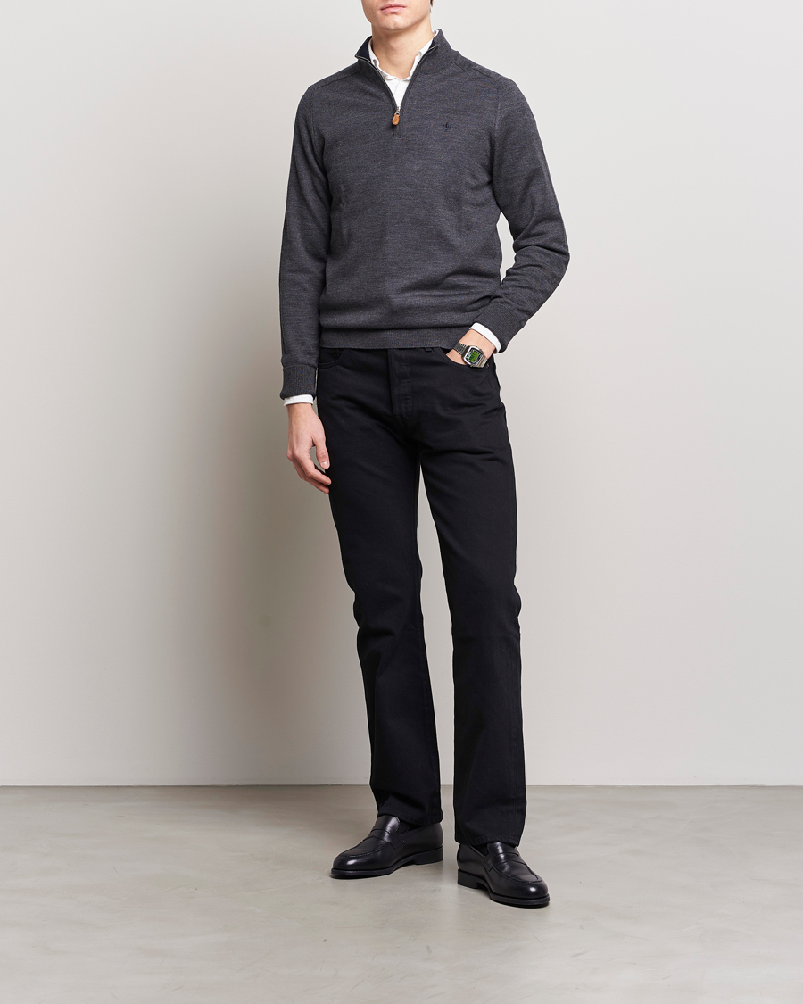 Herre | Gensere | Morris | John Merino Half Zip Dark Grey