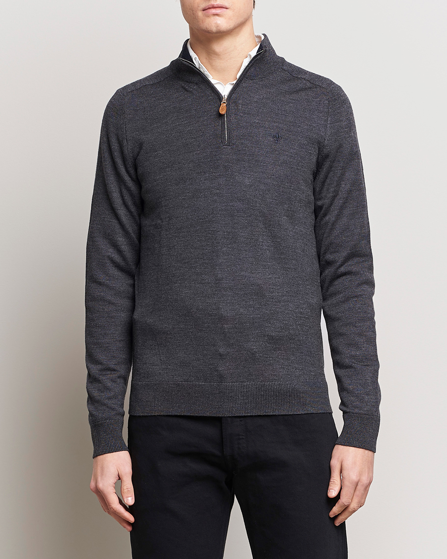 Herre | Klær | Morris | John Merino Half Zip Dark Grey