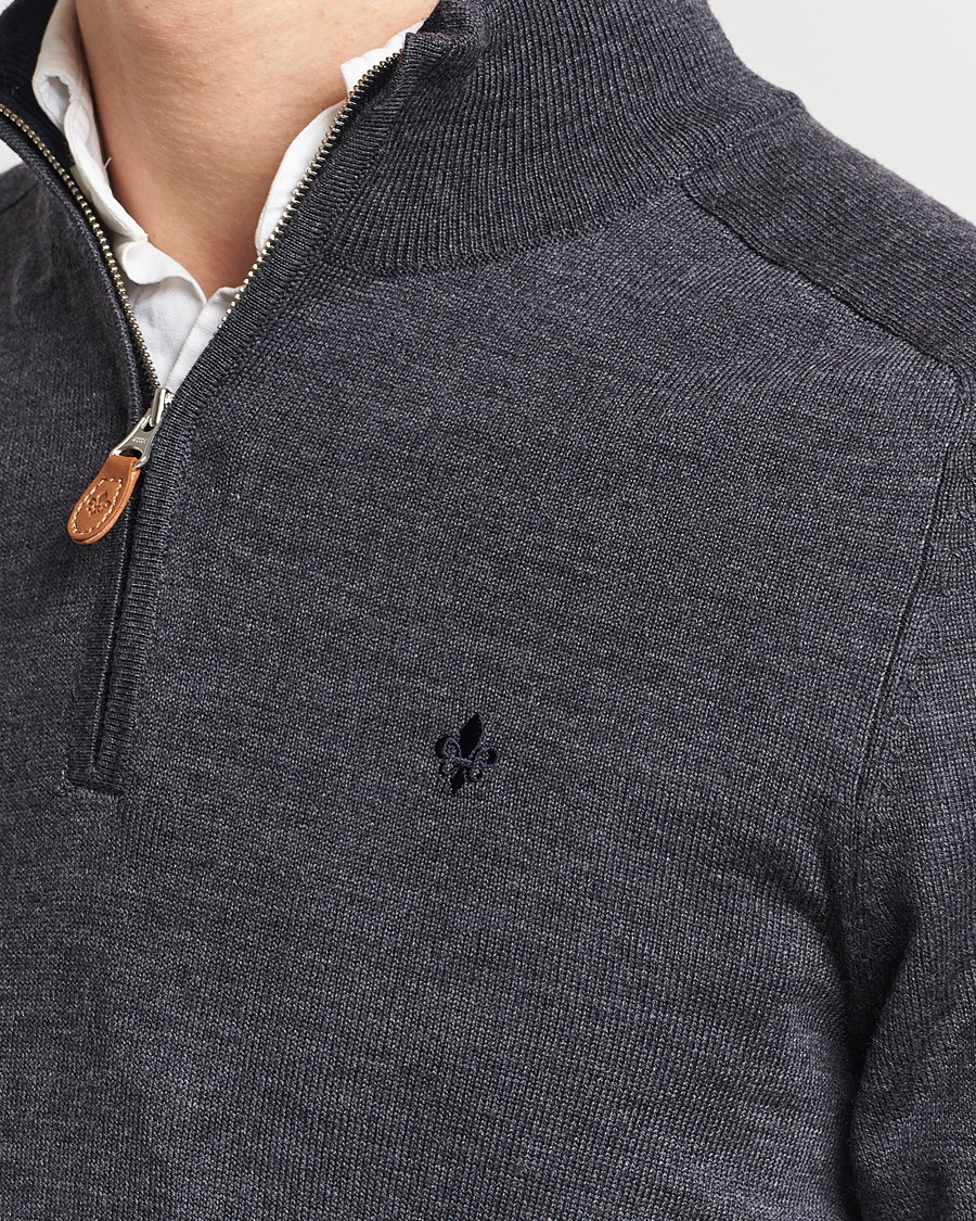 Herre | Gensere | Morris | John Merino Half Zip Dark Grey