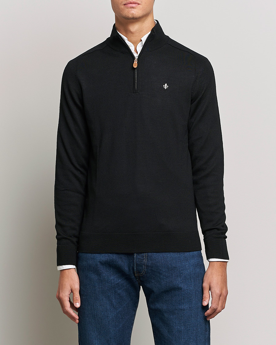 Herre | Preppy Authentic | Morris | John Merino Half Zip Black